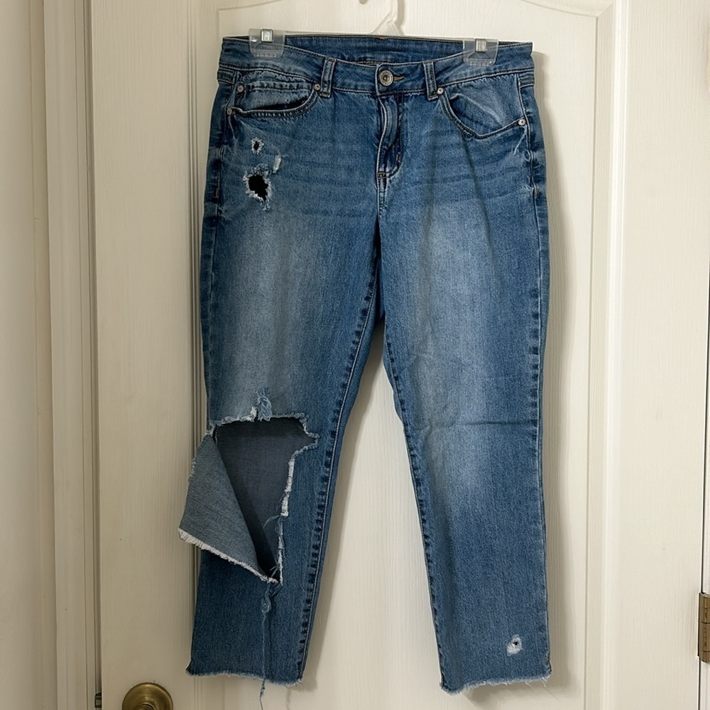 #Bemore Rewash Distressed Rough Hem Skinny Jean Sz 11/30